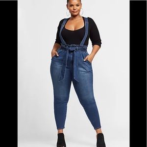 FTF Dark rinse paper bag overall/jeans